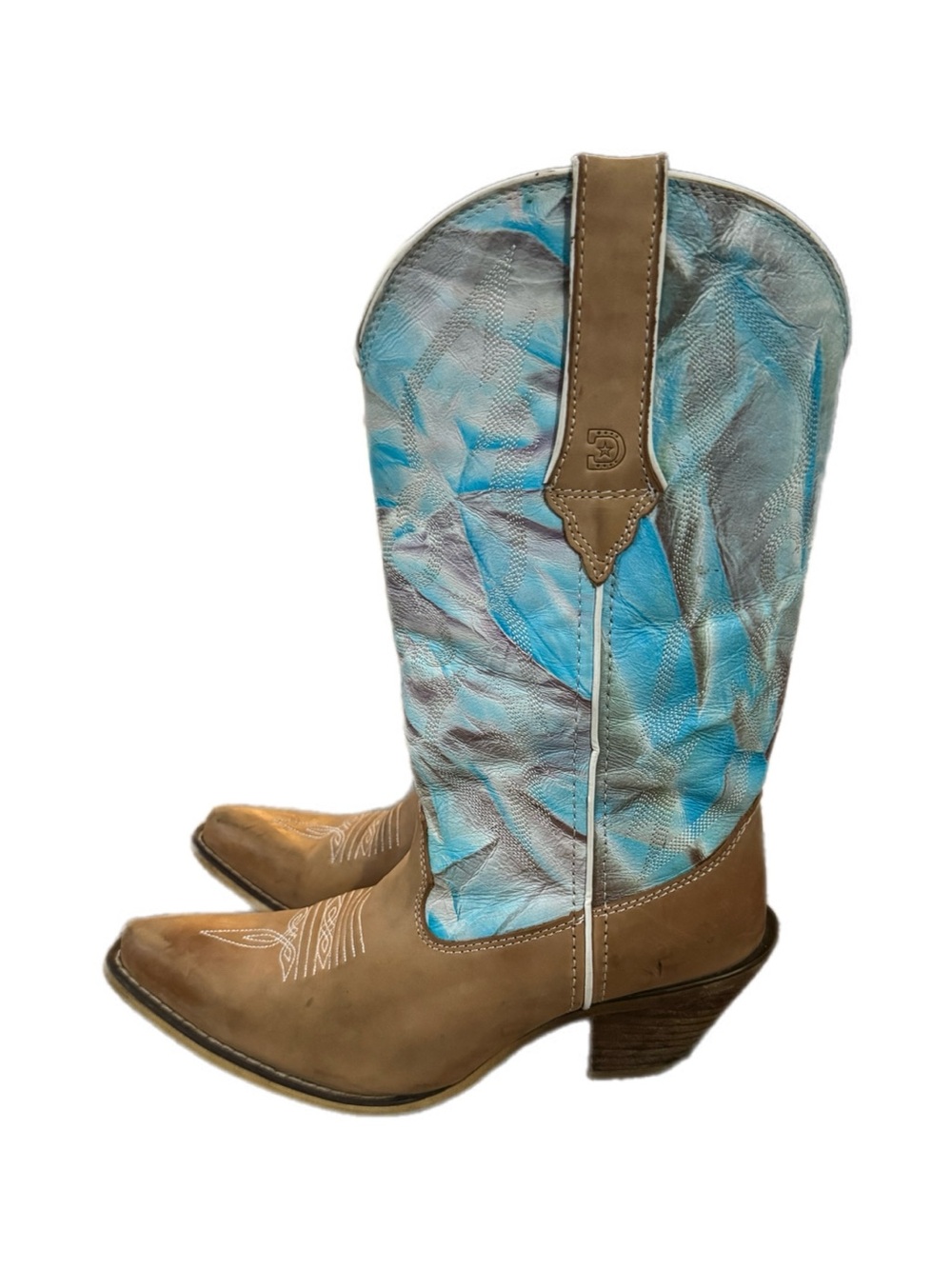 Women's Durango Tan & Turquoise Western Cowboy Boots size 7